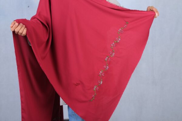 Dark Red Embroidered Scarf - Image 6