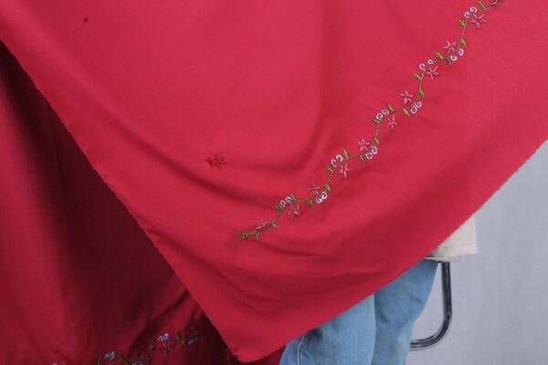 Dark Red Embroidered Scarf - Image 5