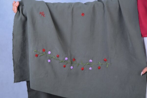 Embroidered Dark Green Scarf - Image 7