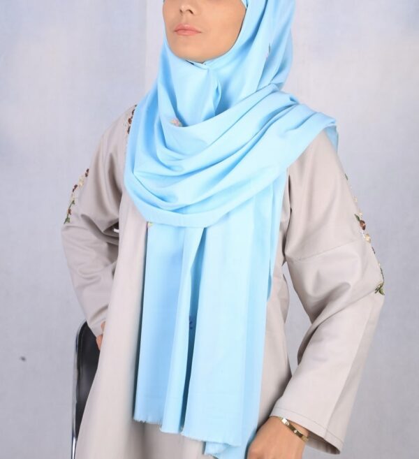 Embroidered Light Blue Scarf - Image 4