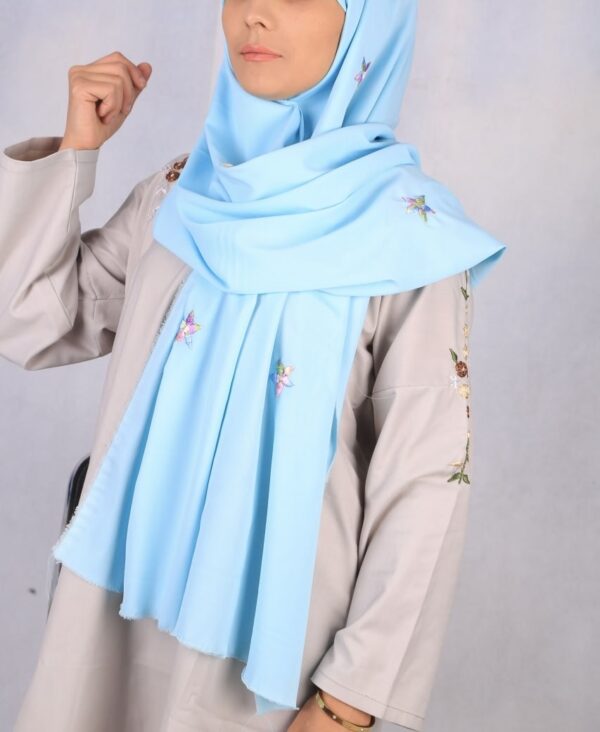 Embroidered Light Blue Scarf