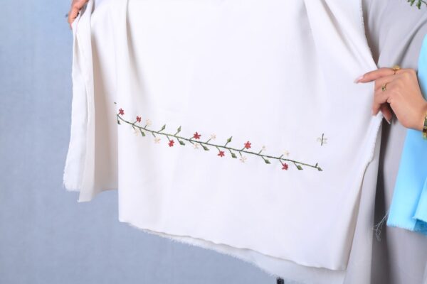 Embroidered White Cream Scarf - Image 9