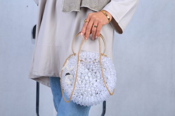 Hand Beaded Handbag (White) - Image 5