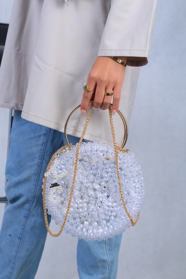 Hand Beaded Handbag (White) - Image 4