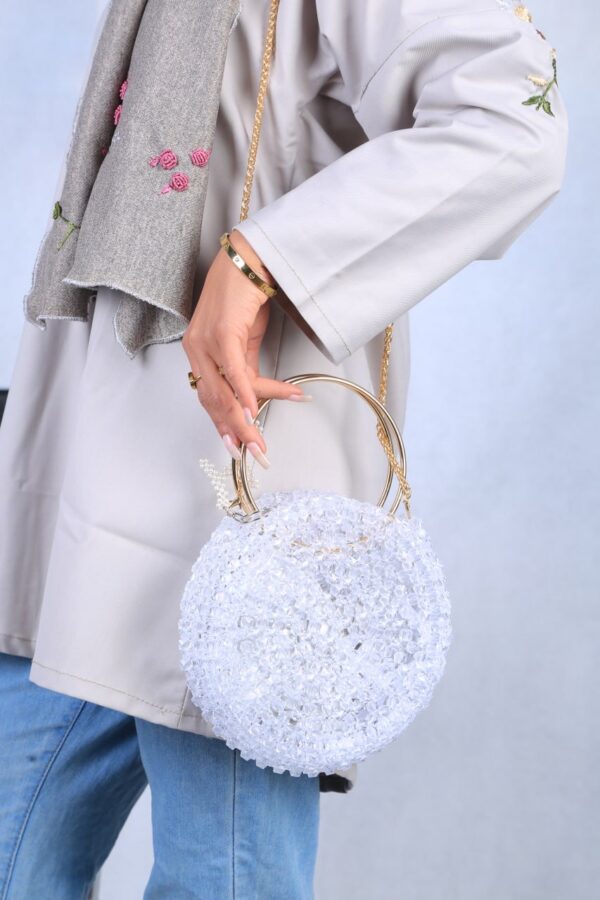 Hand Beaded Handbag (White) - Image 3