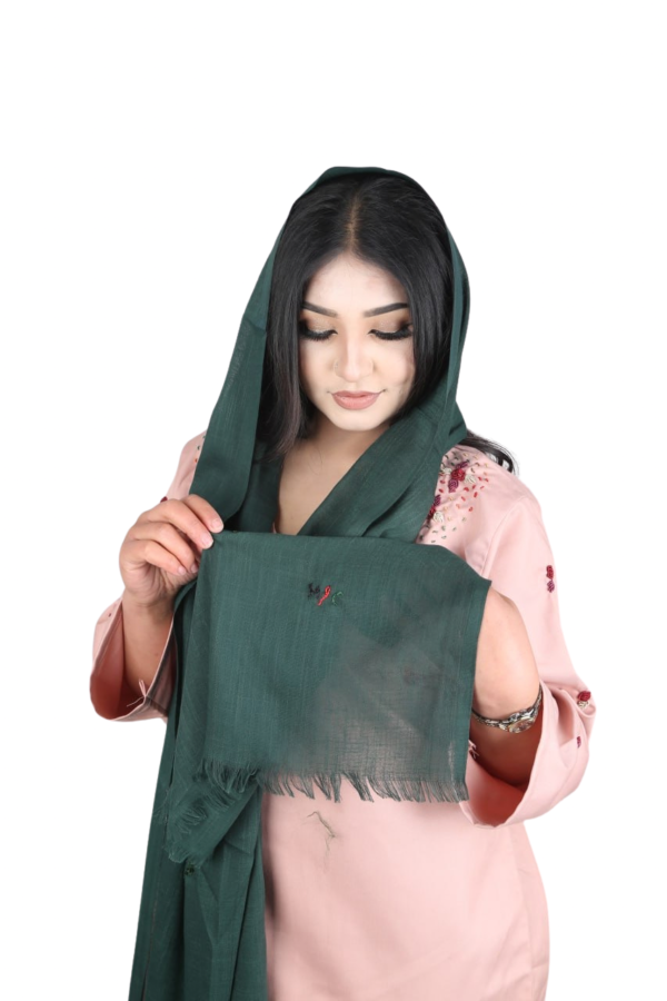 Forest Whisper – Hand-Embroidered Cashmere Scarf - Image 5