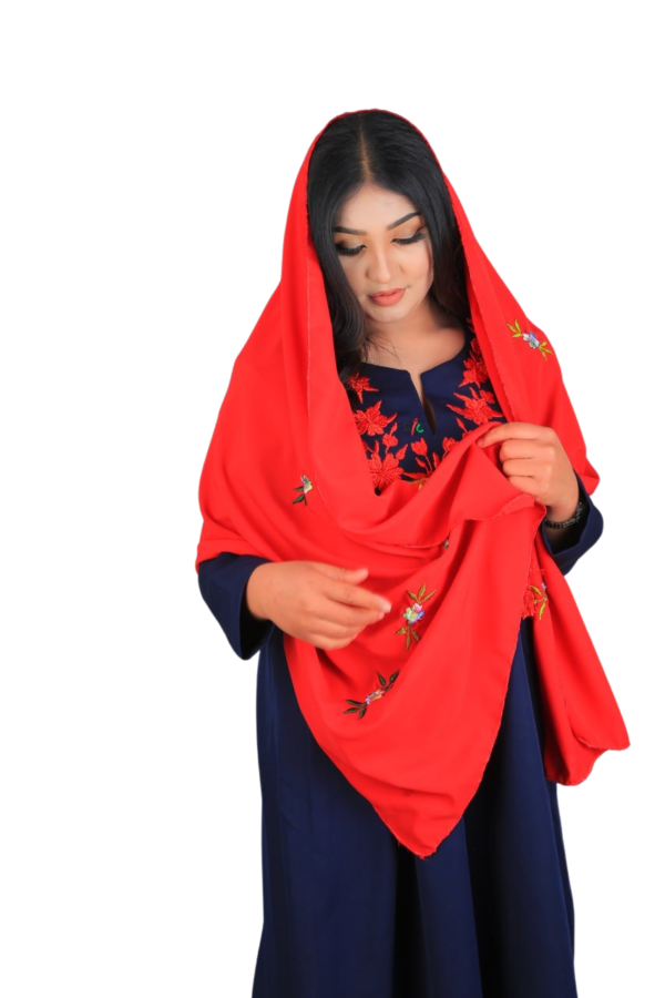 Poppy Red – Embroidered Scarf - Image 8