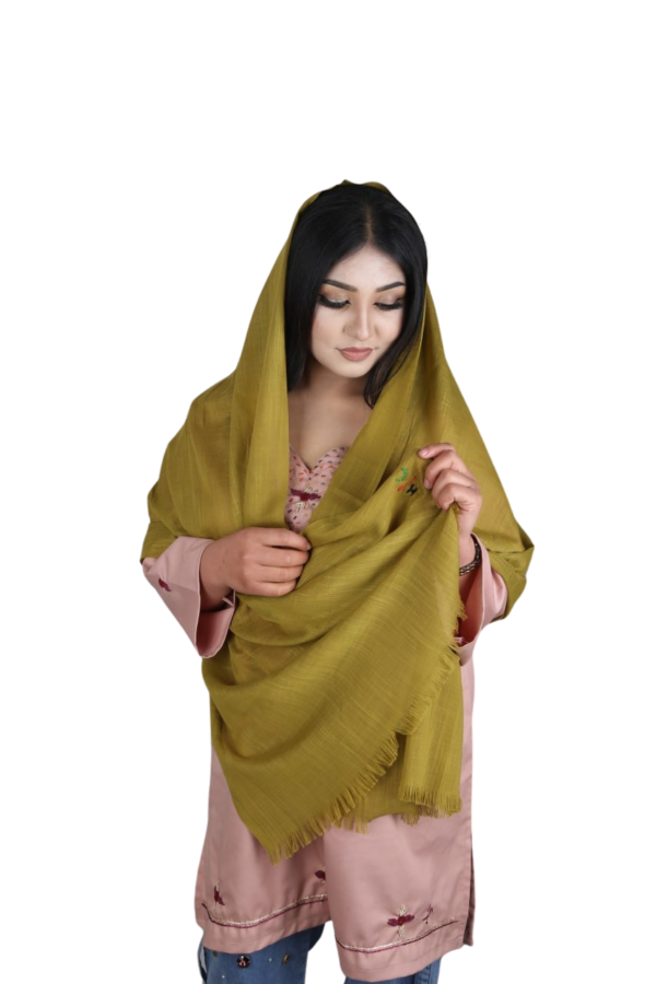 Olive Bloom – Handwoven Cashmere Scarf - Image 9