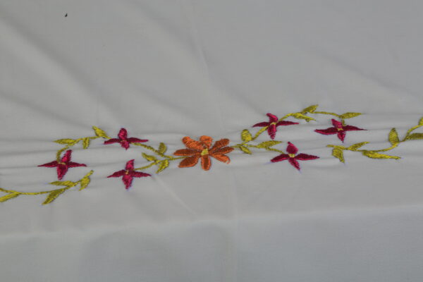 Hand-Embroidered Tablecloth – Blossoms of Heritage with 6 Placemat - Image 4