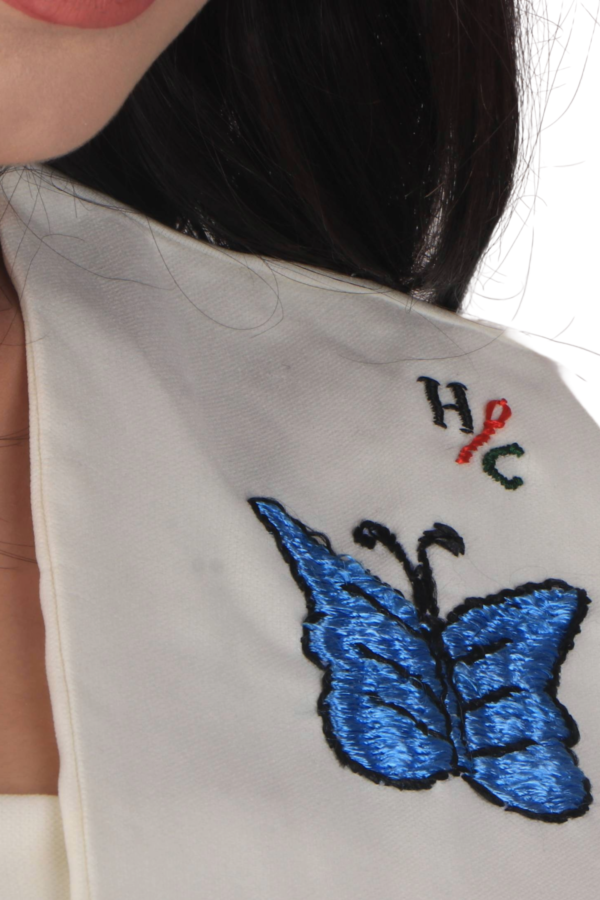 Butterfly Bliss Two-Piece Set – Vest & Top (White with Blue Embroidery) - Image 3