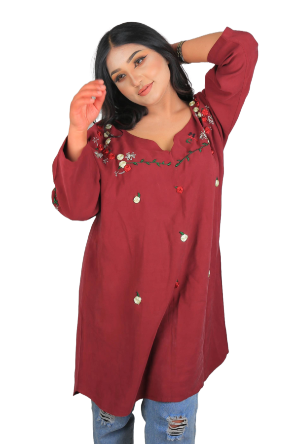 Cherry Vine – Embroidered Tunic Dress - Image 9