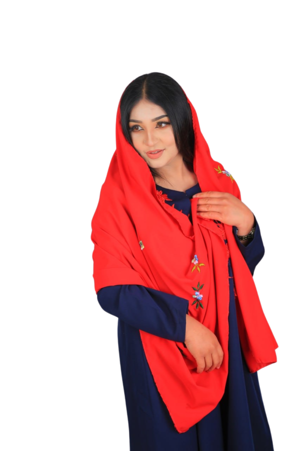 Poppy Red – Embroidered Scarf - Image 7