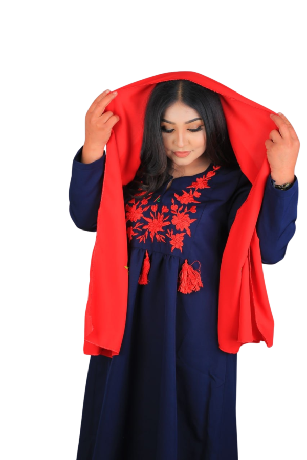 Poppy Red – Embroidered Scarf - Image 6