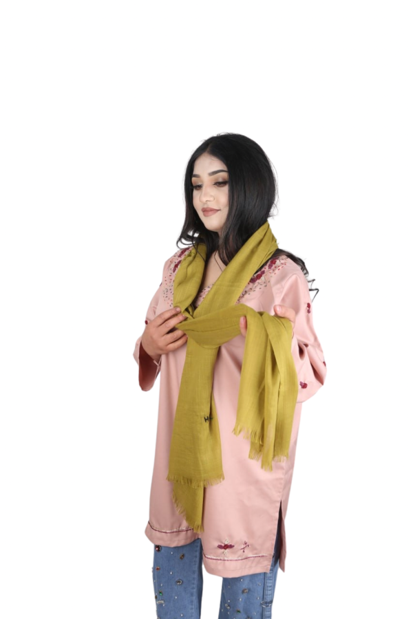 Olive Bloom – Handwoven Cashmere Scarf - Image 5