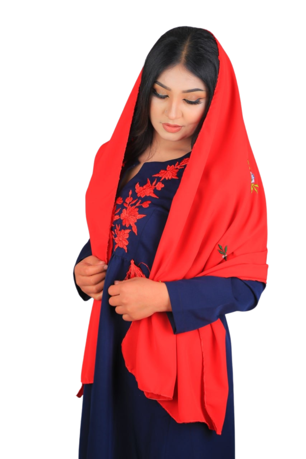 Poppy Red – Embroidered Scarf - Image 5