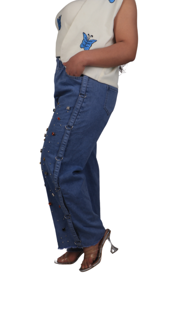 Crystal Studded Wide-Leg Jeans – HC Signature Collection - Image 6