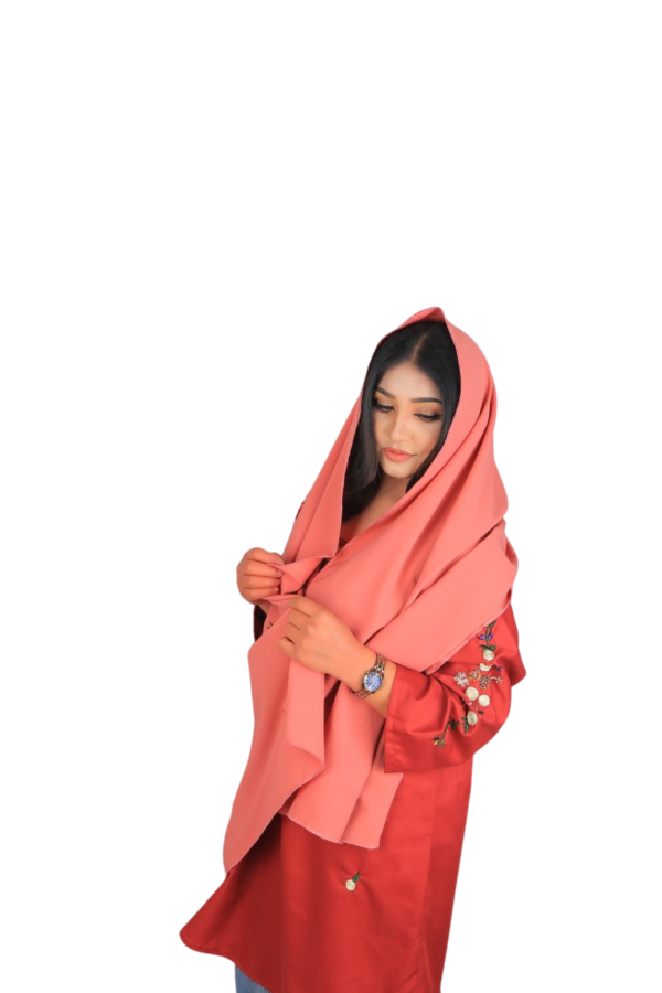 Coral Bloom – Embroidered Soft Scarf - Image 6