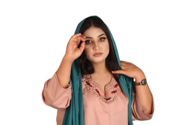 Teal Grace – Hand-Embroidered Scarf - Image 7
