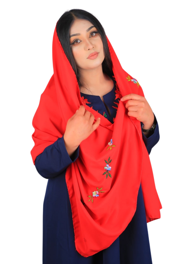 Poppy Red – Embroidered Scarf