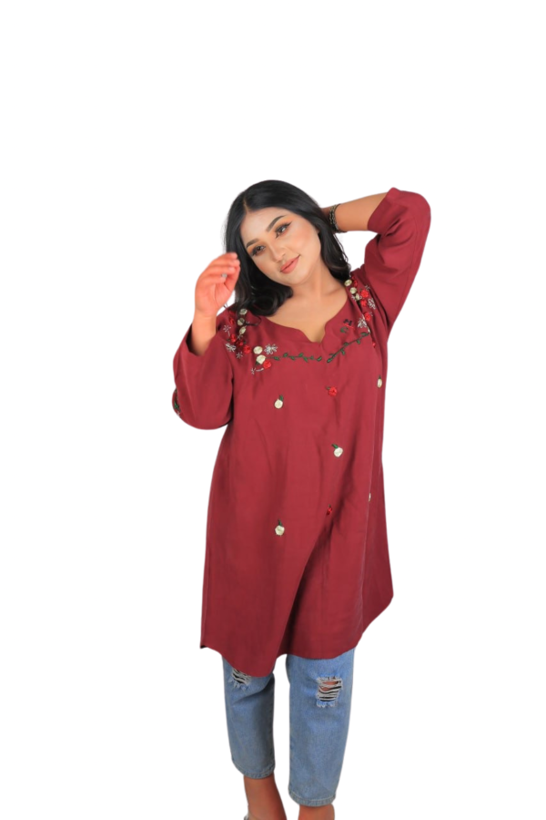 Cherry Vine – Embroidered Tunic Dress - Image 2