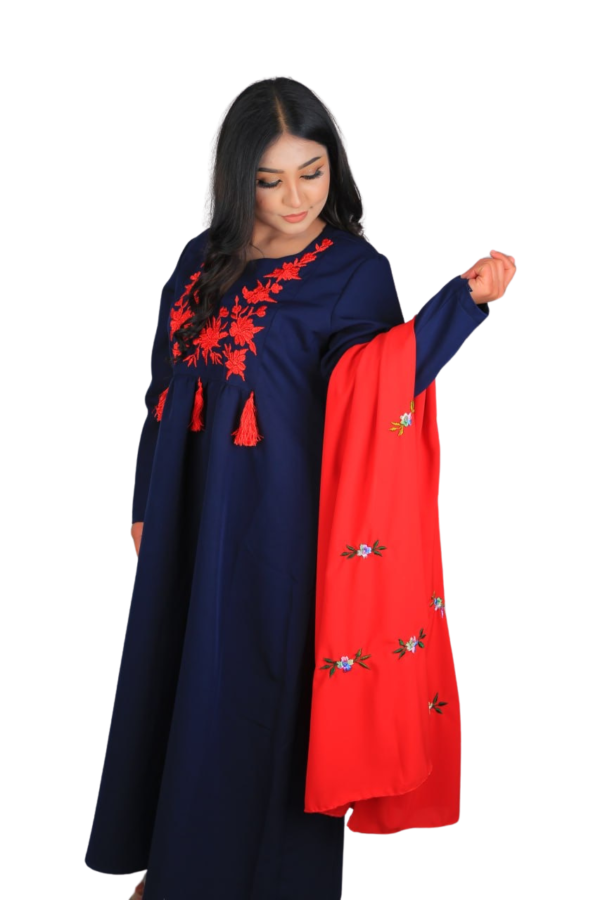 Poppy Red – Embroidered Scarf - Image 3