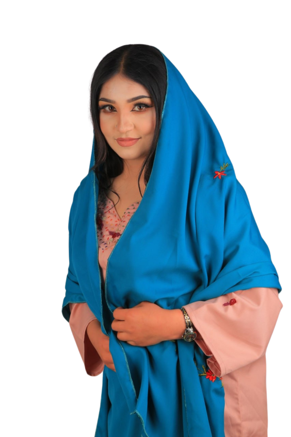 Sky Bloom – Embroidered Polyester Scarf
