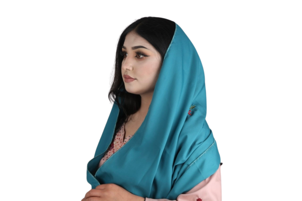 Teal Grace – Hand-Embroidered Scarf - Image 2