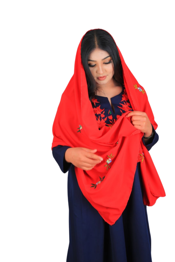 Poppy Red – Embroidered Scarf - Image 2